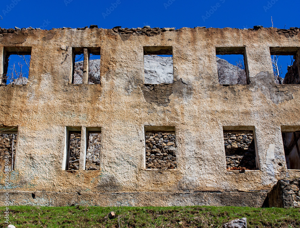 The ruins of an old abandoned house