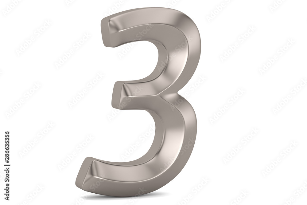 Steel 3D numeral isolated on white background. 3D illustration. Steel 3D numeral isolated on white background. 3D illustration.