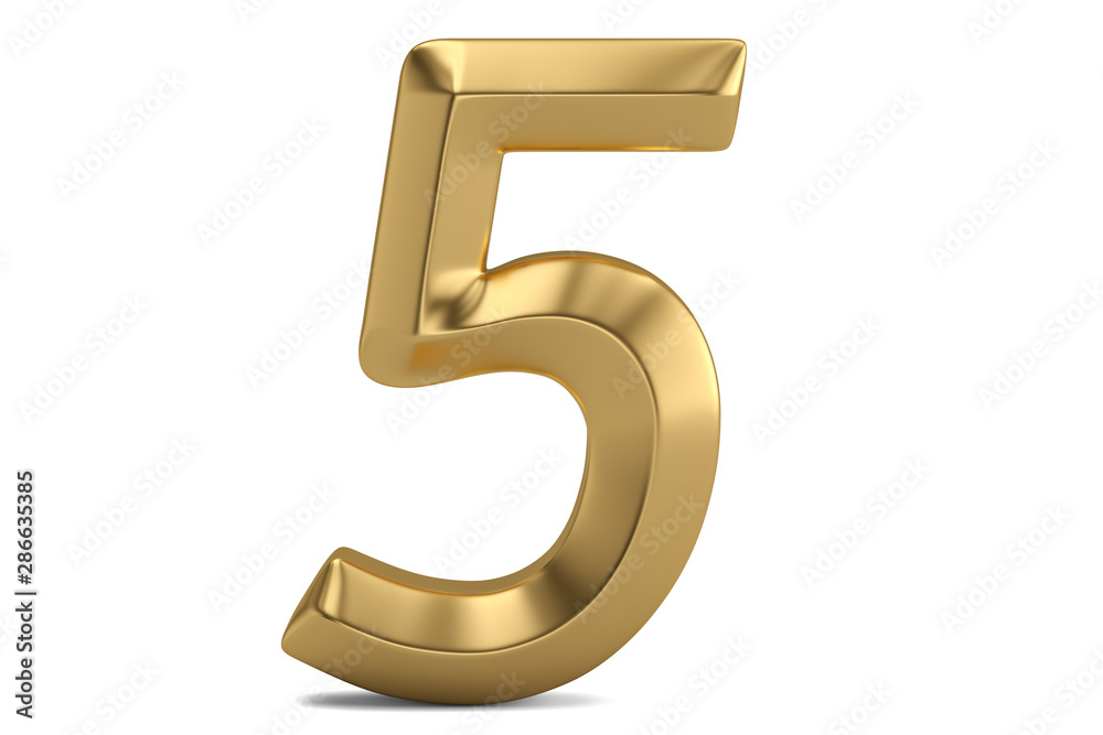 Golden 3D numeral isolated on white background. 3D illustration. Golden 3D numeral isolated on white background. 3D illustration.