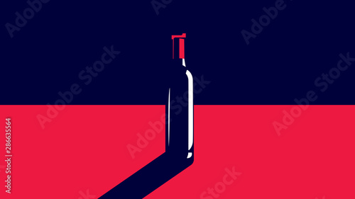 A bottle of wine in a minimal style