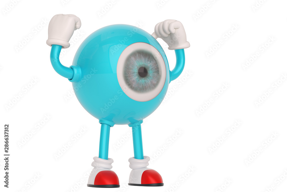 Eyeball cartoon character isolated on white background. 3D illustration. Eyeball cartoon character isolated on white background. 3D illustration.