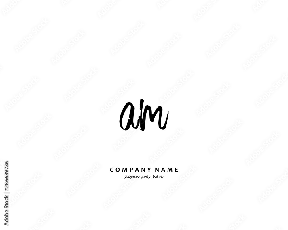 AM Initial handwriting logo vector AM Initial handwriting logo vector