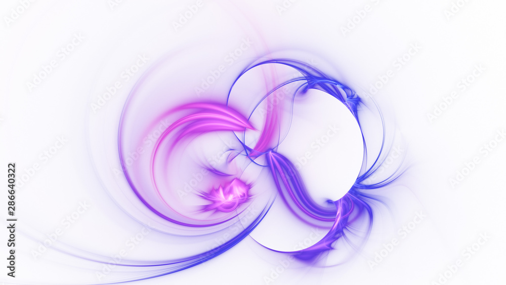 Fototapeta premium Abstract transparent blue and violet smoky shapes. Fantasy light background. Digital fractal art. 3d rendering.