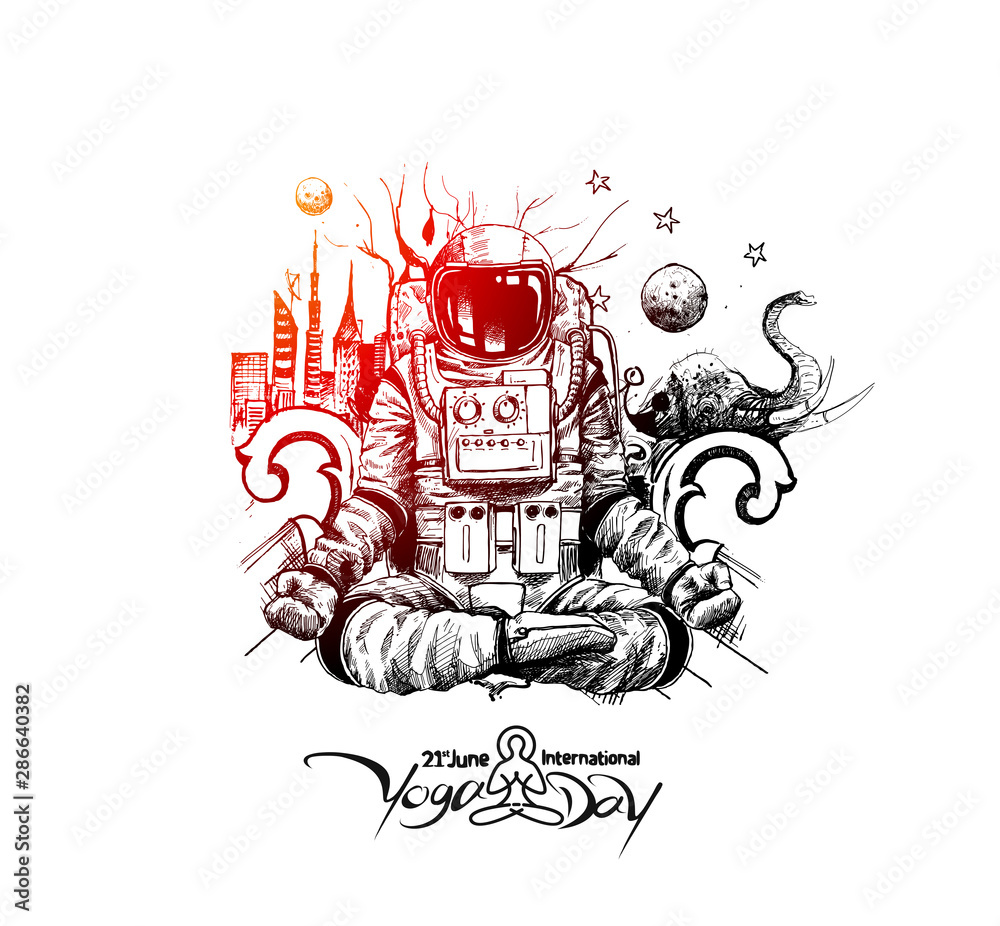 Astronaut in spacesuit yoga gestures , Hand Drawn Sketch Vector illustration. Astronaut in spacesuit yoga gestures , Hand Drawn Sketch Vector illustration.