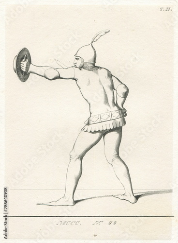Light Warrior Small Shield Buckler Sword The battle Fencing Engraving 1845
