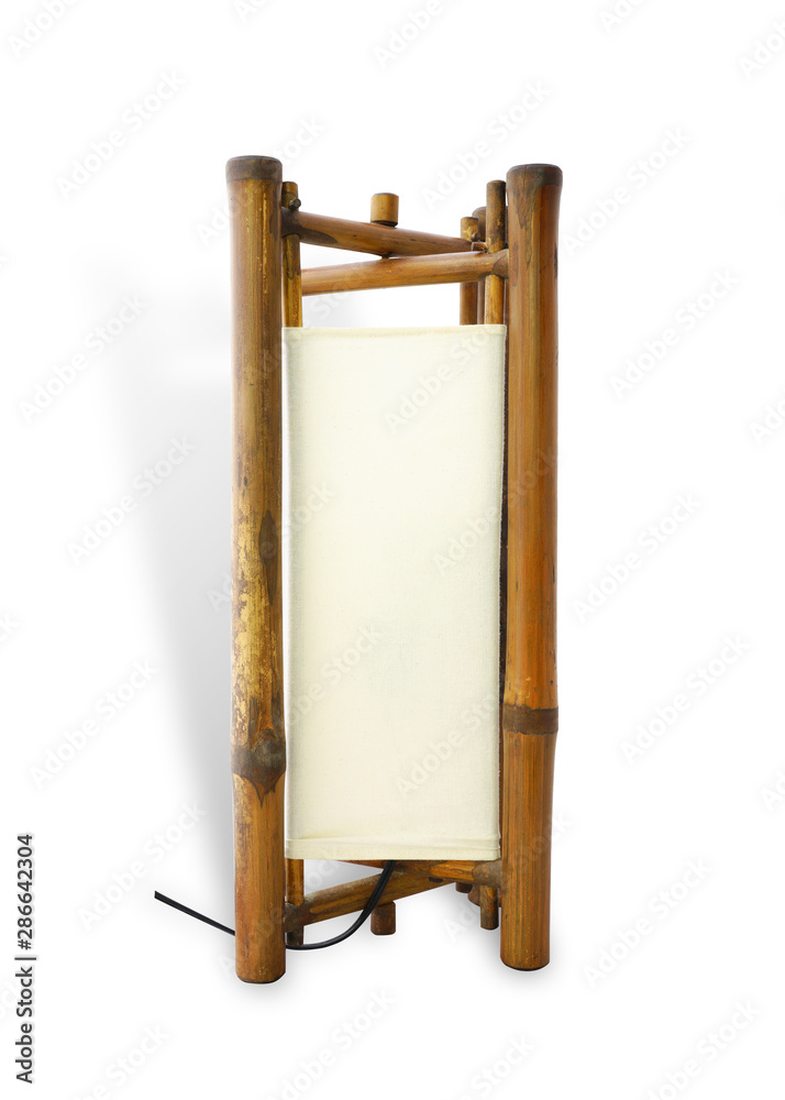 Bamboo lamp with calico isolated on white background. This has clipping path. Bamboo lamp with calico isolated on white background. This has clipping path.