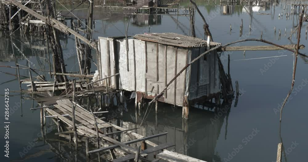 Fishing huts on Port Milena near Ulcinj, Montenegro Fishing huts on Port Milena near Ulcinj, Montenegro