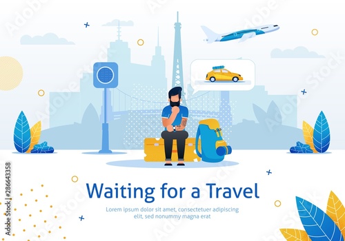 Waiting for Travel Flat Vector Promotion Banner
