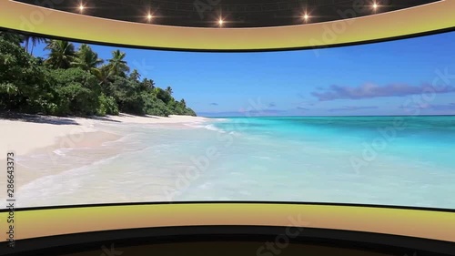 18HD News Virtual Studio Green Screen Background Yellow Clear Beach photo