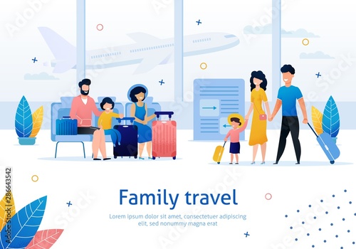 Family Travel Flat Vector Advertising Banner
