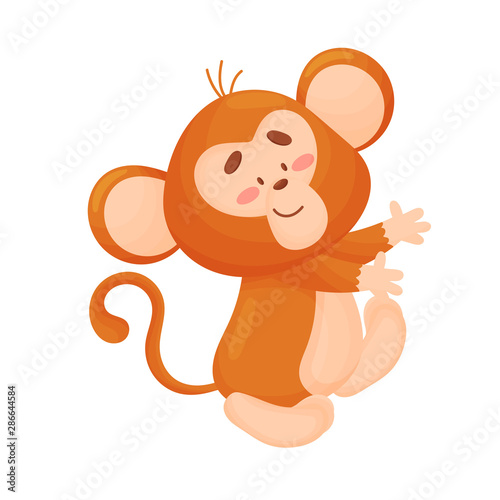 Cartoon humanized monkey. Vector illustration on a white background.