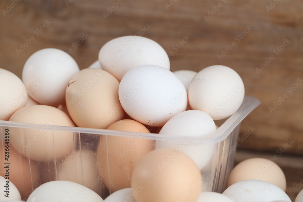 Fresh farm chicken eggs on the counter. Fresh farm chicken eggs on the counter.