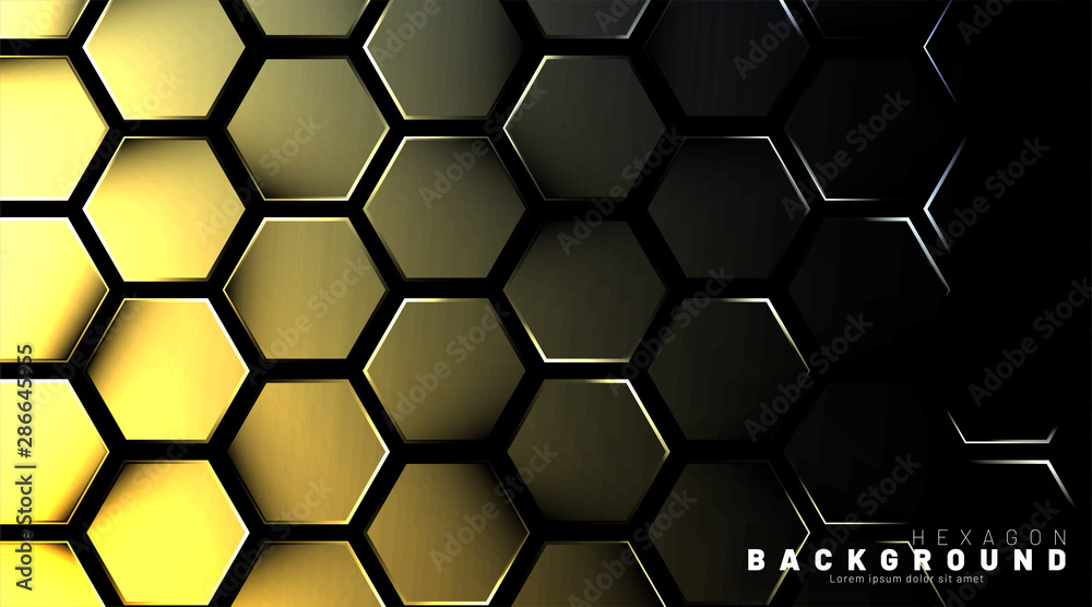 Abstract hexagon gradient colorful light pattern with a dark background technology style. Honeycomb. Vector illustration Abstract hexagon gradient colorful light pattern with a dark background technology style. Honeycomb. Vector illustration