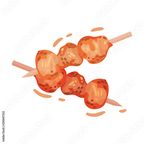 Chicken kebab. Vector illustration on a white background.