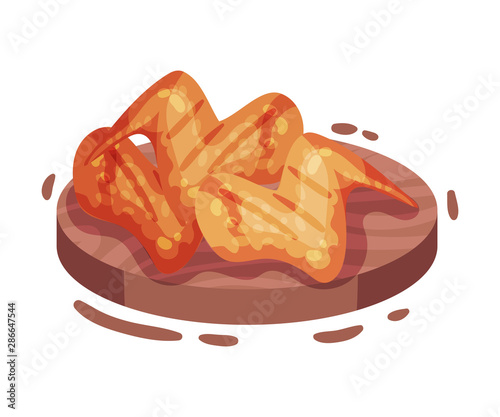 Fried chicken wings. Vector illustration on a white background.