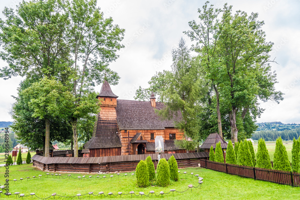 View at the Wooden Church of Saint Michael Archangel in Debno village - Poland