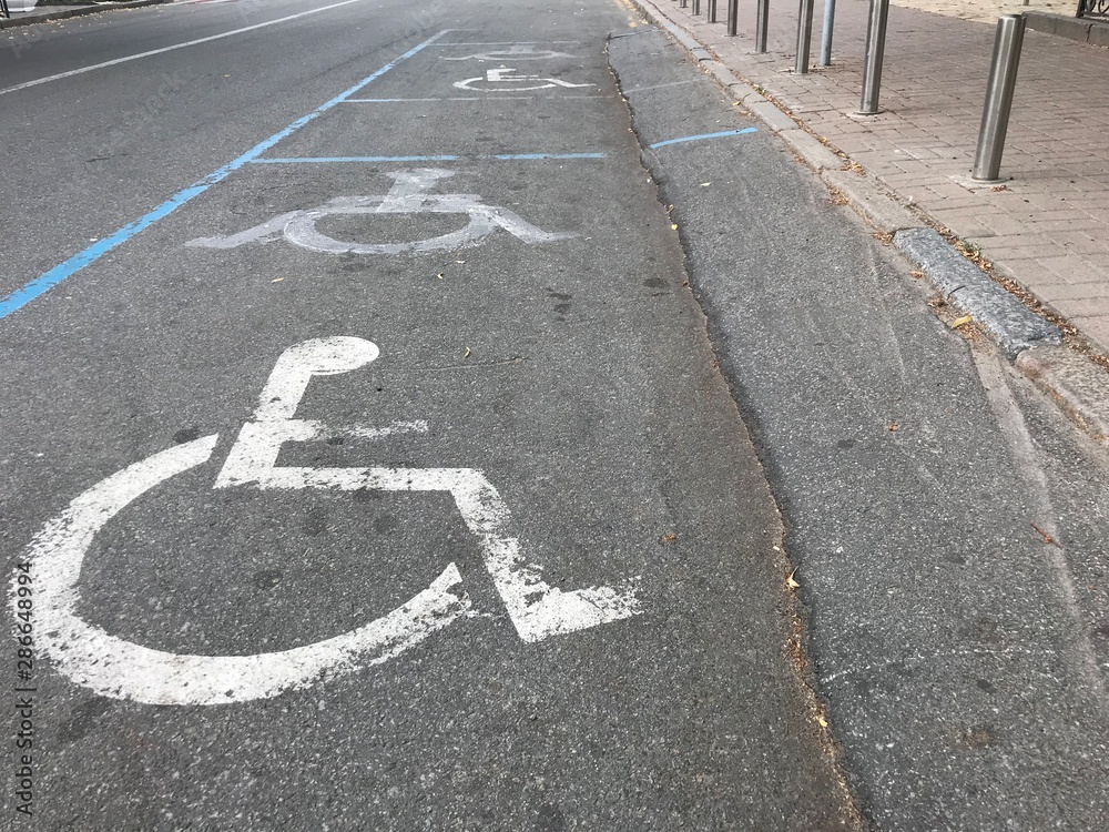 Fototapeta premium disabled parking spot near supermarket
