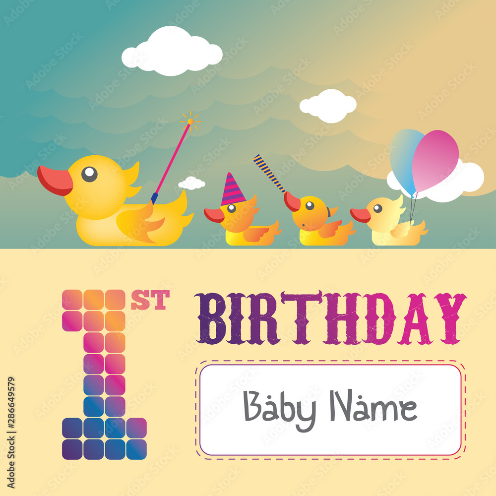 1st Birthday Greeting Card with Duck 1st Birthday Greeting Card with Duck