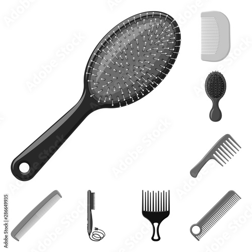 Vector design of brush and hair icon. Set of brush and hairbrush vector icon for stock.