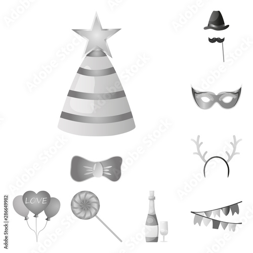 Vector design of party and birthday logo. Collection of party and celebration stock symbol for web.