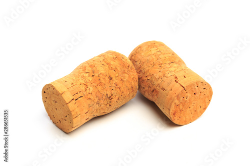 Wine corks isolated on white background .