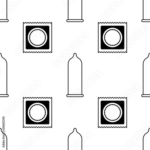 Medical condom icon seamless pattern background. Vector illustration.