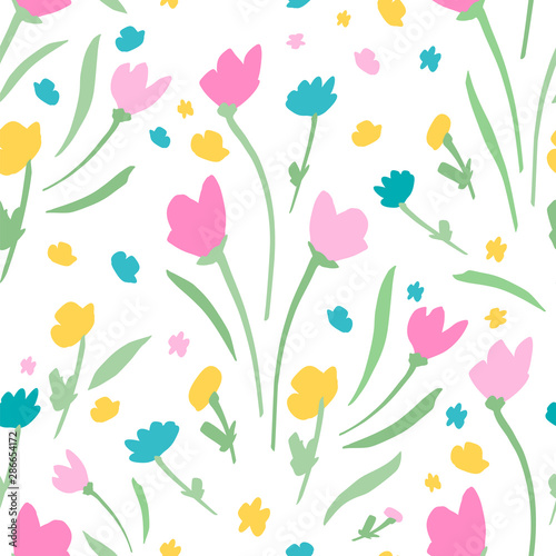 Floral Pattern. Endless Nature Background. Seamless