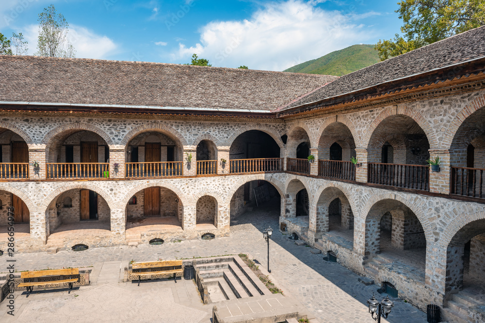 Obraz premium Ancient caravanserai hotel in the old town, Shaki city, Azerbaijan