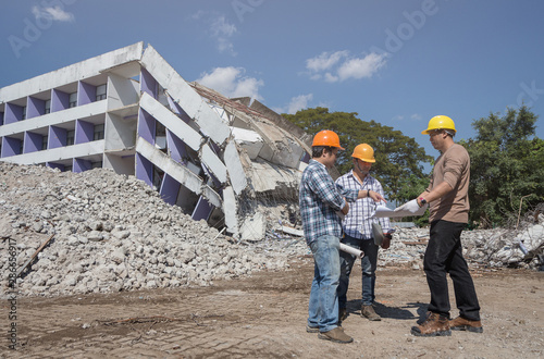 Construction,Engineering team exploring the job site.