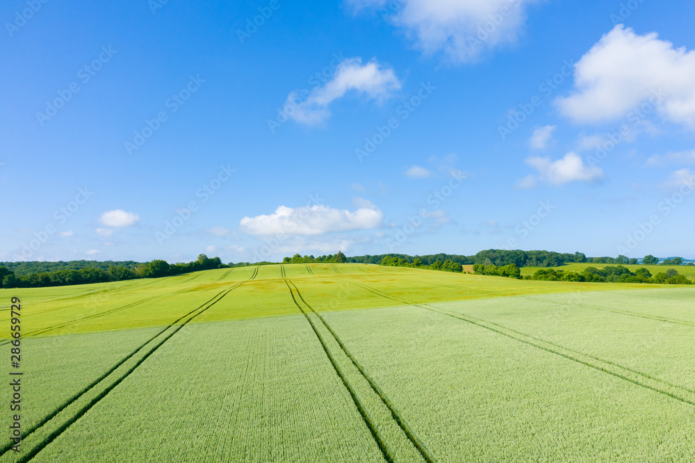 Fototapeta premium La campagne française, des forêts, des champs et des routes
