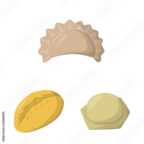 Isolated object of dumplings and food icon. Collection of dumplings and stuffed stock symbol for web.