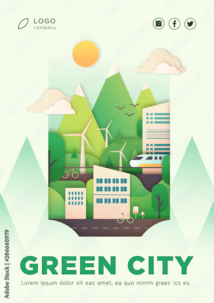 Fototapeta premium Eco city landing poster layout