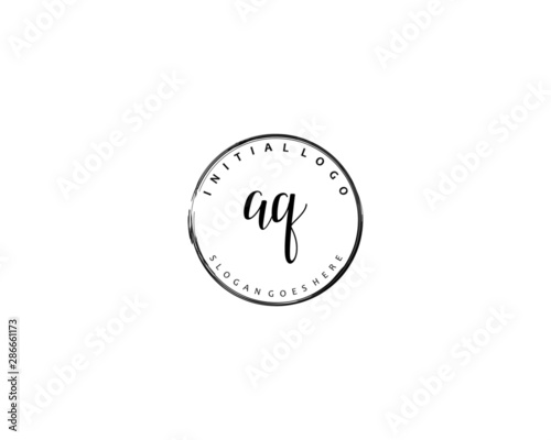  AQ Initial handwriting logo vector