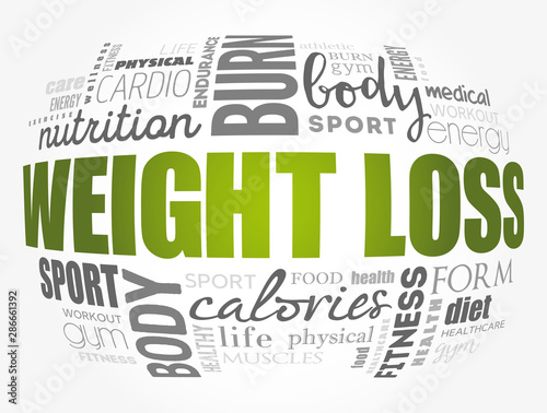 Weight Loss word cloud collage, health concept background