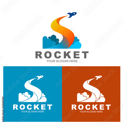 Rocket logo, Vector sign abstract takeoff rocket, rocket logo that is flying up to form the letter s