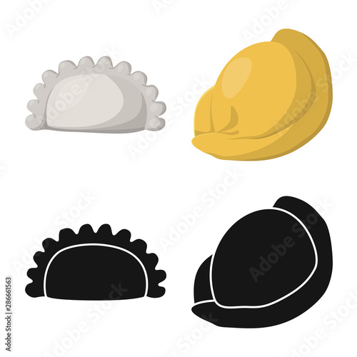 Vector design of products and cooking sign. Collection of products and appetizer stock symbol for web.