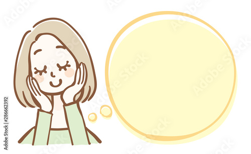 女性　吹き出し　想像　願い
