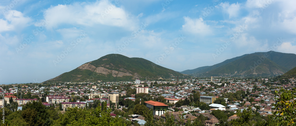 Wide panorama of the Shaki city