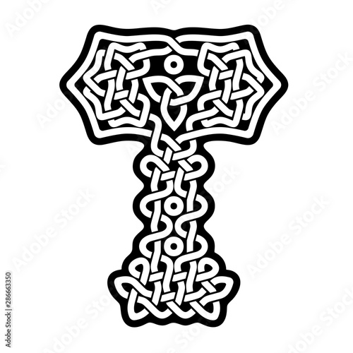 Hammer of Thor in celtic design. Mjolnir.