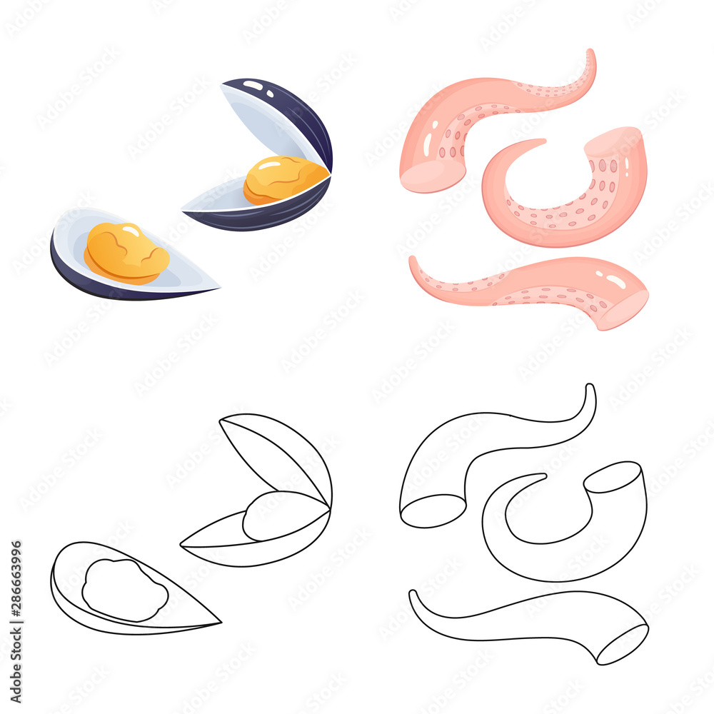 Naklejka premium Vector design of fresh and restaurant symbol. Collection of fresh and marine stock symbol for web.