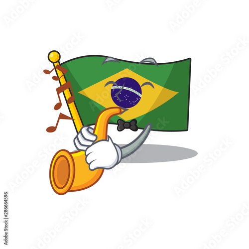 Photography With trumpet brazil flag hoisted on character pole