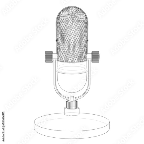 Outline vintage microphone vector