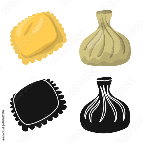 Vector design of products and cooking symbol. Collection of products and appetizer stock symbol for web.