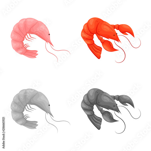 Isolated object of appetizer and ocean logo. Collection of appetizer and delicacy stock vector illustration.