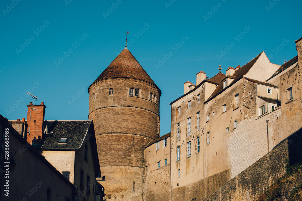 Historical castle in picturesque town in Burgundy
