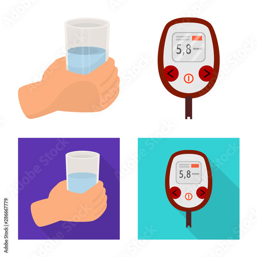Isolated object of diet and treatment logo. Set of diet and medicine stock vector illustration.