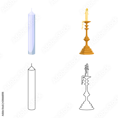 Vector illustration of relaxation and flame sign. Collection of relaxation and wax stock vector illustration.