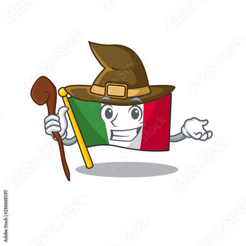 Witch italy flags isolated wth the cartoon