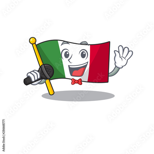 Singing italy flags isolated wth the cartoon