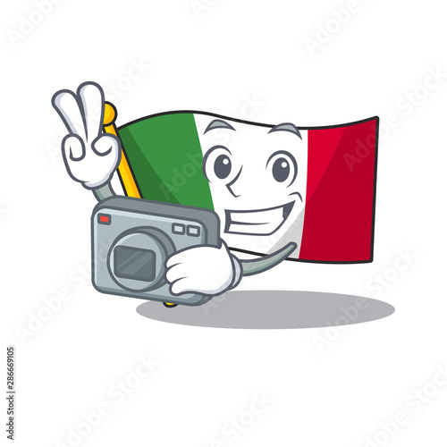 Photographer italy flags isolated wth the cartoon